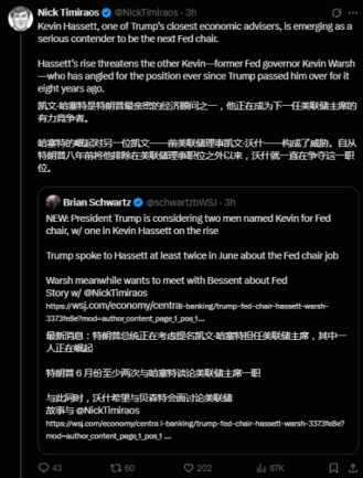 下一任美联储主席，两个「凯文」激斗，贝森特坐山观虎 image 0