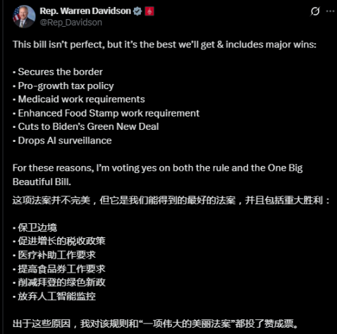 特朗普「大漂亮法案」在众议院受阻！五名共和党反对，另有八人尚未投票 image 3