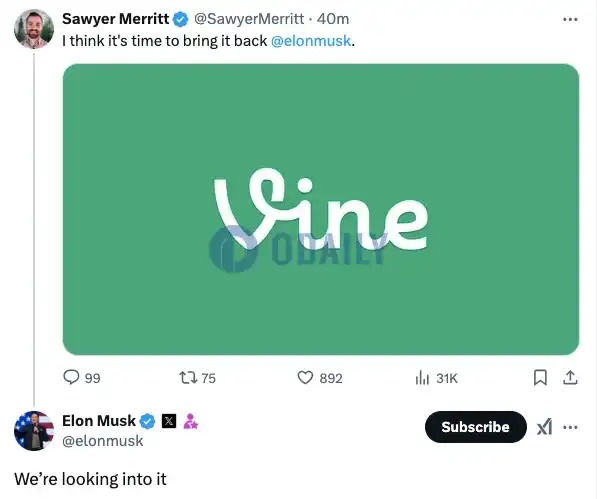 创始人发币速通2亿美元，马斯克旗下短视频Vine卷土重来 image 3