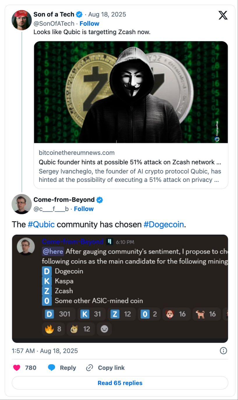 DOGE 利空来袭？继门罗币 51% 攻击后，Qubic 下一个目标锁定狗狗币 image 0