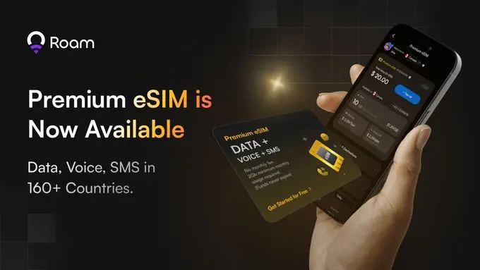 Roam eSIM：5G 通话短信覆盖，App 观看广告赚奖励！
