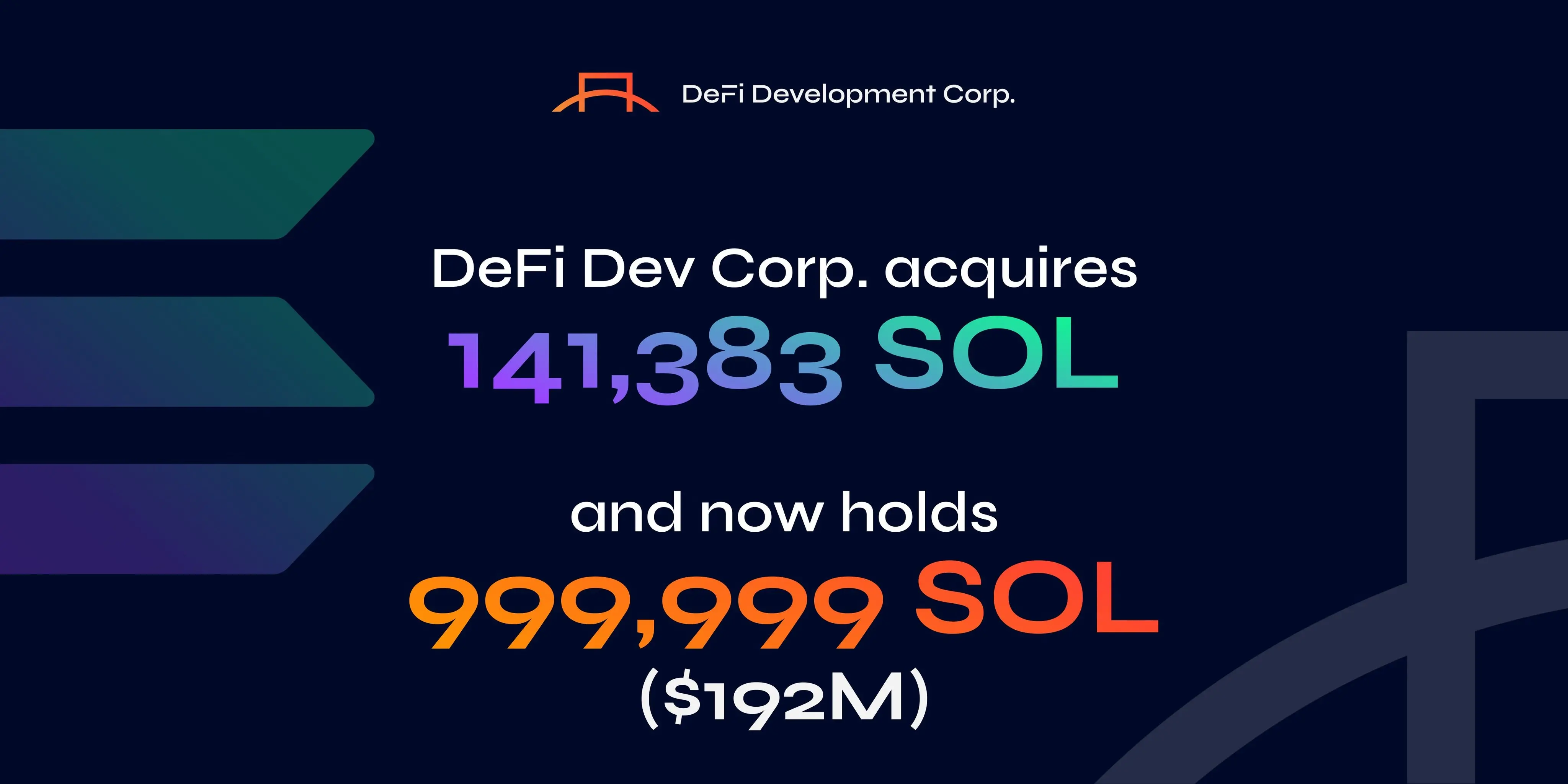 上市公司DeFi Development增持SOL至100万枚！未来可期？
