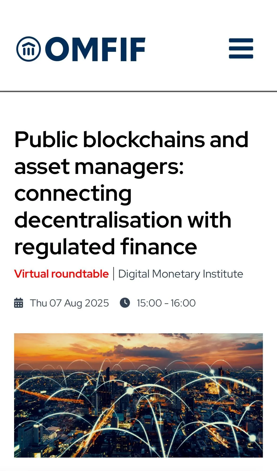 Aptos Labs高管OMFIF圆桌会议：探讨公链合规金融整合新机遇