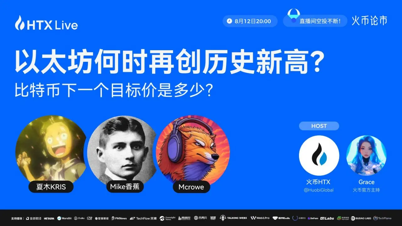 火币HTX今晚直播：深度解析比特币以太坊最新走势与未来预测！