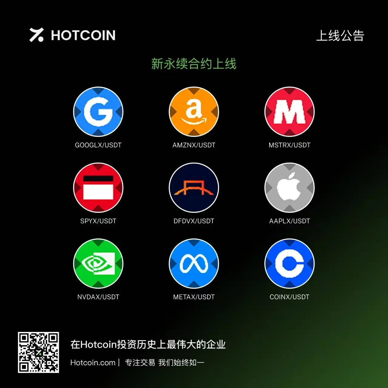 Hotcoin xStocks美股合约交易：24小时*20倍杠杆，畅玩美股！